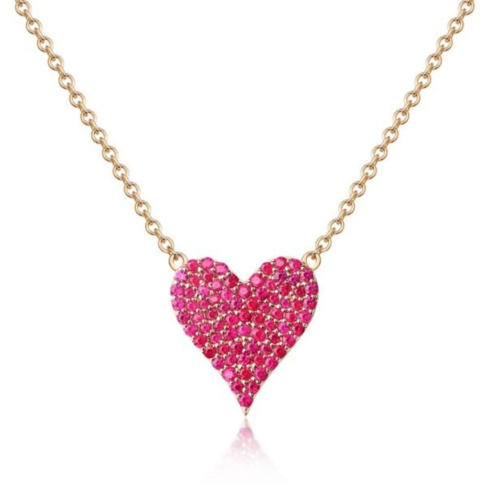 Diamond Ruby Charm 14K (or 18k upon request) Yellow Gold Pendant Necklace